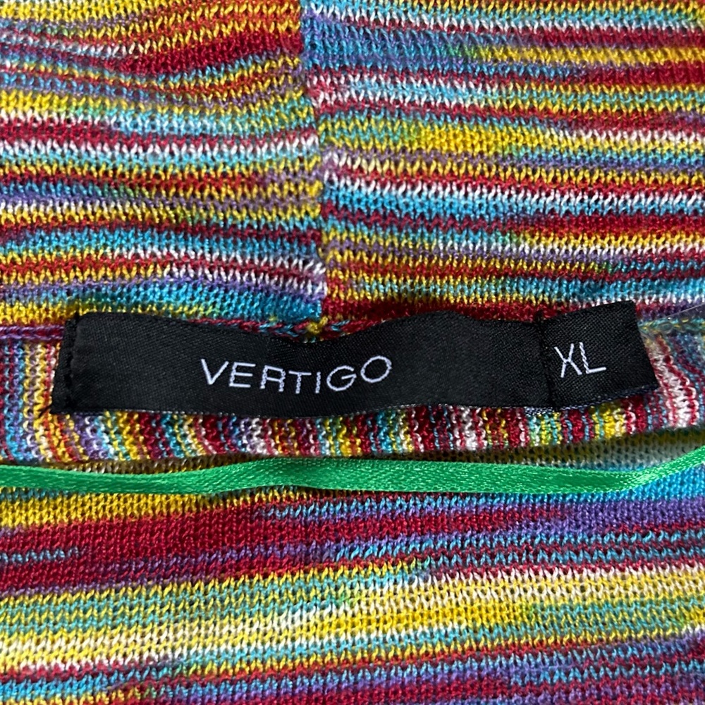 SALE Vertigo Rainbow Knit Cowl Neck Sweater Kimono Sleeve Boho Maximalist XL - Picture 8 of 13